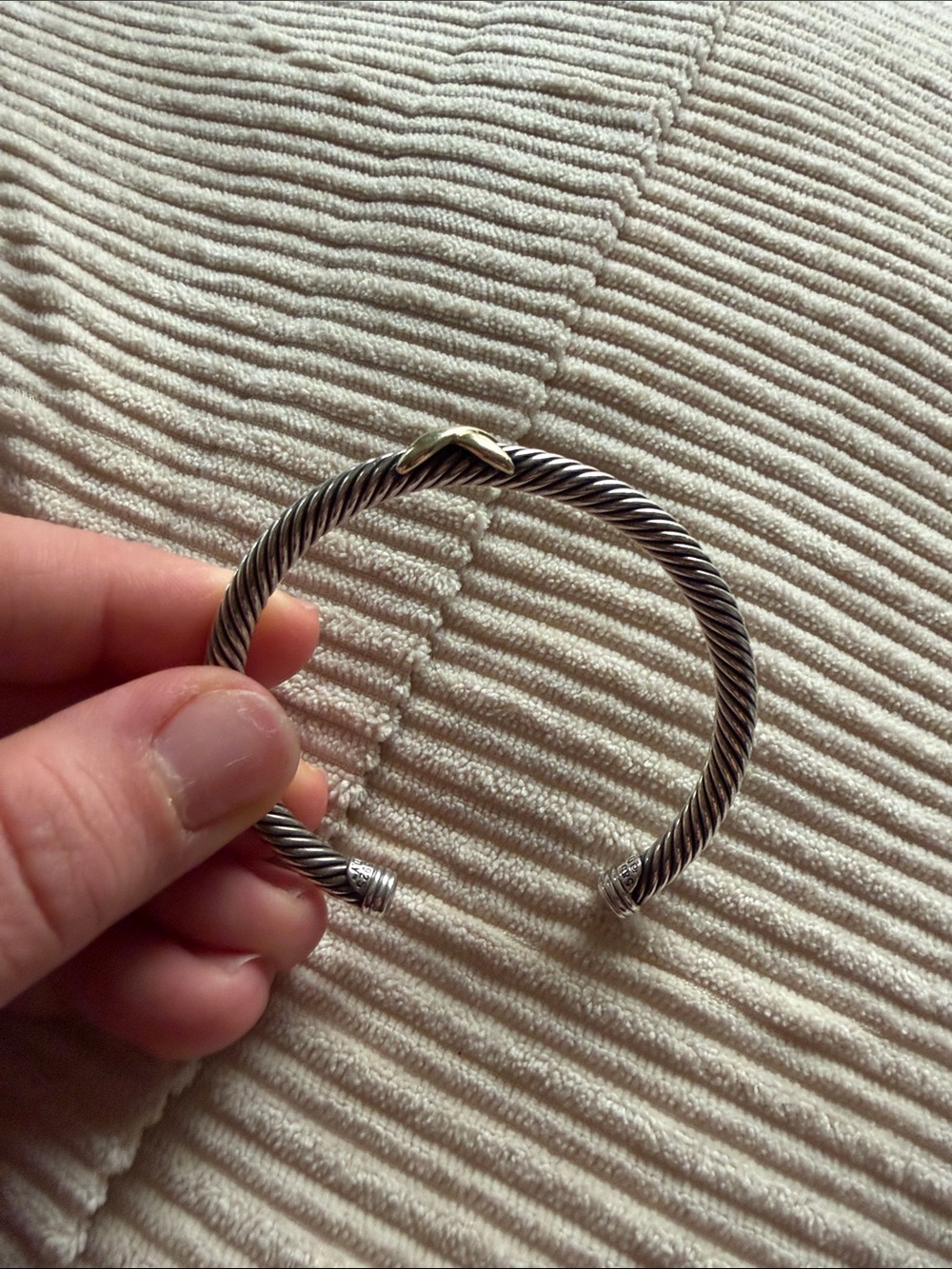 David Yurman Cable Bracelet with Gold X Accent - Silver and Gold - Picture 3 of 3